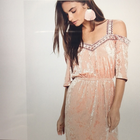 Lucky Brand Dresses & Skirts - Velvet dress Blush peach LUCKY BRAND